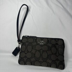 Coach Black and Charcoal Signature Wristlet